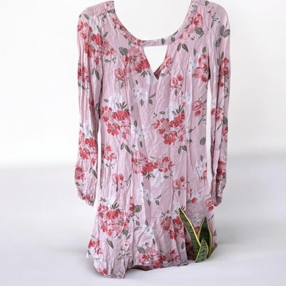 Hollister Pink Floral Long Sleeve Dress
